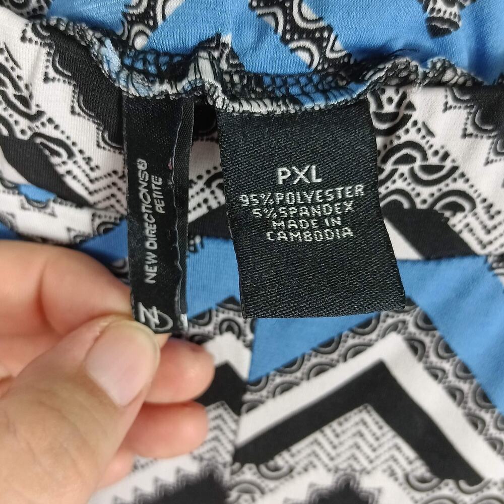 NEW DIRECTIONS Petite Womens PXL Blue Black White Chevron Zig Zag Palazzo Pants - Picture 5 of 6